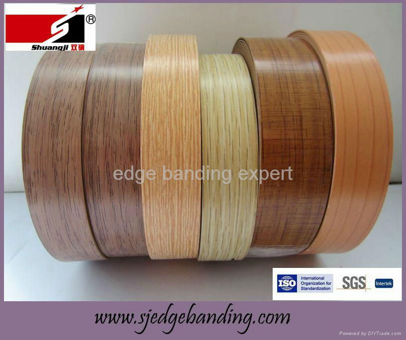 Grade A Pre-glued 2*20mm wood grain pvc edge banding for mdf 