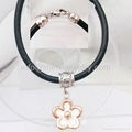 316L stainless steel charm bracelet Gold jewelry flower charm leather bangle clo