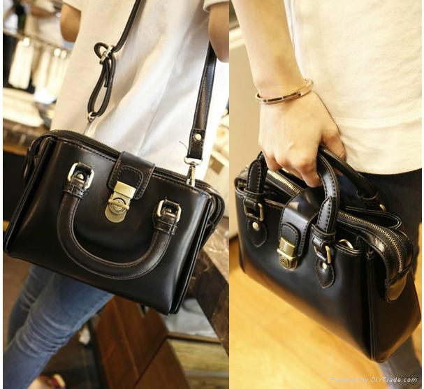 2014 women's handbag lock genuine leather shoulder bag 