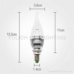 3W可调光LED蜡烛灯E14