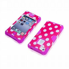 (Purple&Red)PC+Silicone 2in1 Cover Case for IPHONE 4&4s 