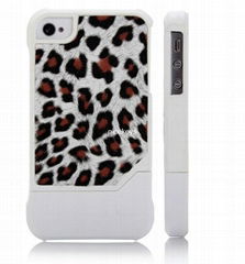 Leopard Combo Hard High Impact Apple iPhone4 4S Armor White Case