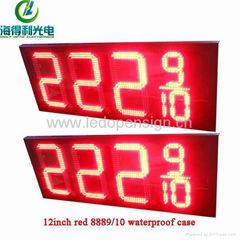 hot sale 12inch red 8888 gas station led price digital sign