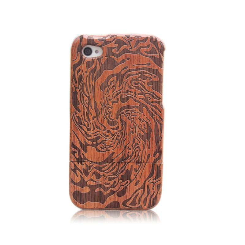 rosewood Wood Wooden Carved Hard Case Cover For iPhone 4 4S  3