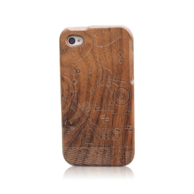 rosewood Wood Wooden Carved Hard Case Cover For iPhone 4 4S  4