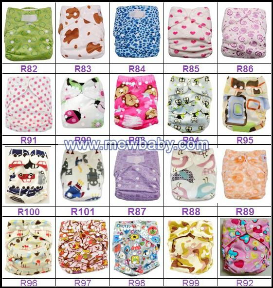 Various Colors and Cute Patterns Reusable Cloth Babies Diapers Nappies