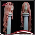 Long wavy pink synthetic cosplay wig 1