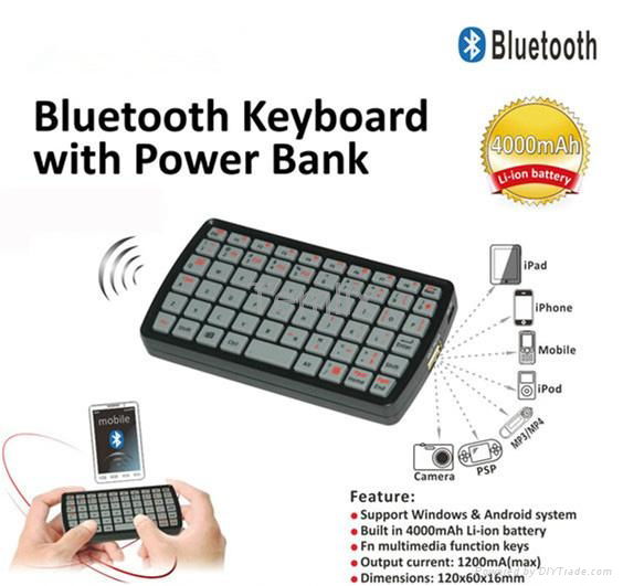 Mini Bluetooth QWERTY Keyboard with Powerbank