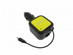 Retractable Fastest Car Charger with Extra USB Port  (HP1302)