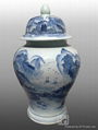 Blue and white swallow tall ginger jar  2