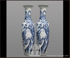 Blue and white large ceramic vases for home decoration 