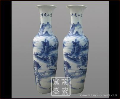 Blue and white large ceramic vases for home decoration  2