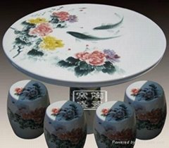 Wholesale hand-painted porcelain garden table and stools 