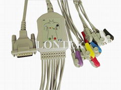 Compatible 10 lead EKG cable with leadwires