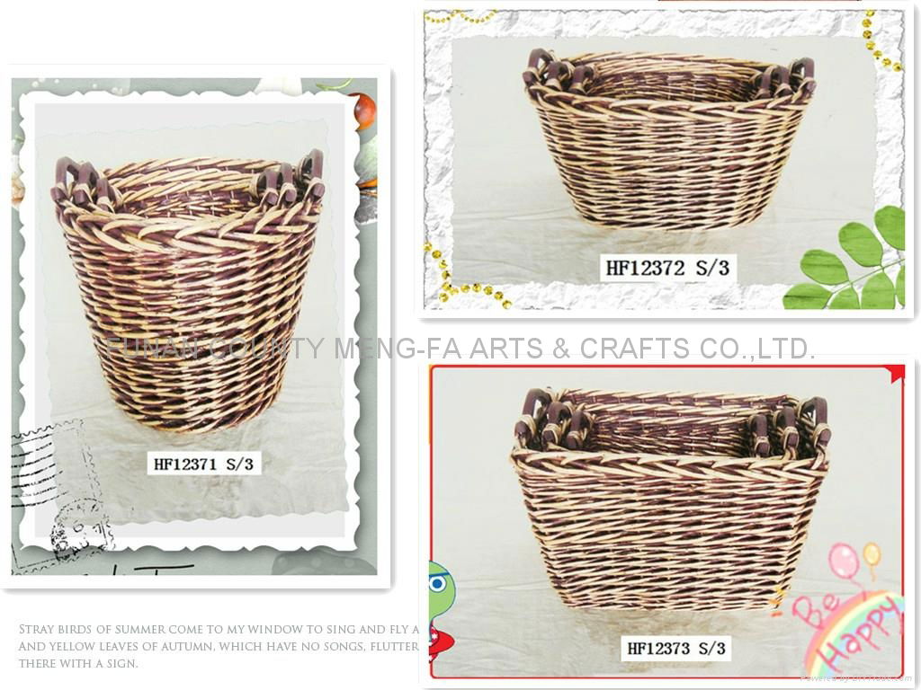 Wicker & Wood Chip Laundry Storage Home Decoration Basket 2