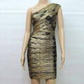 Latest Rayon Gold Stamping Bandage dress One Shoulder Legerity Sexy Women Cockta 2