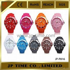 stainless steel backcase colorful silicone watch