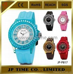 OEN stainless steel backcase plastic fashion women watch