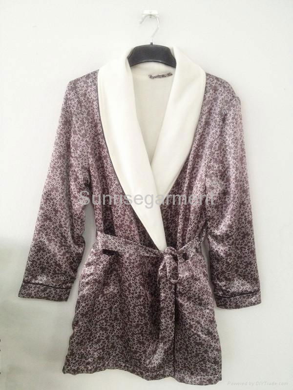 Leopard double-layers satin kimono man bathrobe underwear