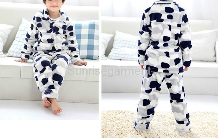 Children soft flannel pajama set 2