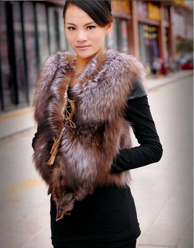 Sleevess Short Fashion Winter Fox Fur Women Vest 3