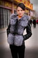 silver fox fur sleeveless regular female women winter vest with a hoodie 1