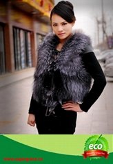 2013 Real Natural  Silver Fox Fur Vest with leather
