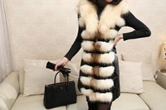 Lady Fashion Real Raccoon Dog Fur CoatGXK002 with rabbit skin hot selling