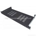 1U 19 inch Black Steel Standard vented Rack Shelf 1