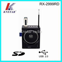 Portable FM radio with Karaoke/USB/SD