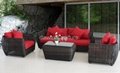 PE rattan garden furniture wicker sofa sets cuhsion and back pillow 
