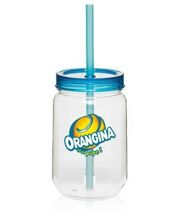 color single wall mason jar Plastic Mug with straw 2