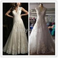 France romantic lace outlined wedding dress ruffles exquisite