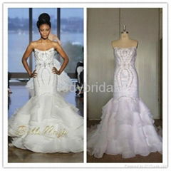 2014 new collections wedding dress ruffles exquisite crystal bead