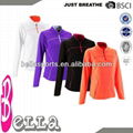 2013 100% polyester custom printed dry wick running shirts with half zipper and  1