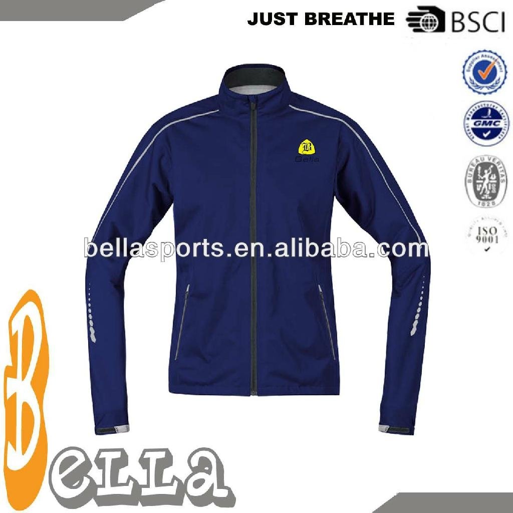 2014 full zipper running jacket polyester running suit with reflective piping