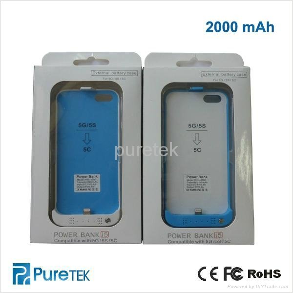 New rechargeable external backup battery case for iphone5 5S 5C power case 5