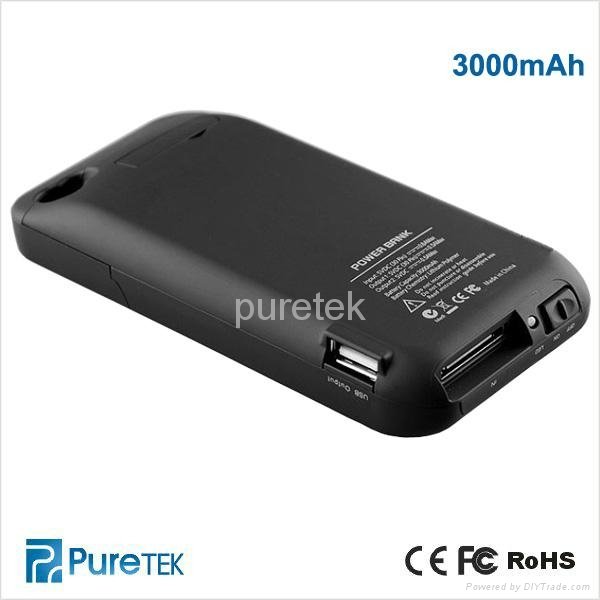 External 3000mAh Rechargeable Power Backup Battery Charger Case for iPhone 4 4S 3