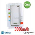 External 3000mAh Rechargeable Power Backup Battery Charger Case for iPhone 4 4S 4