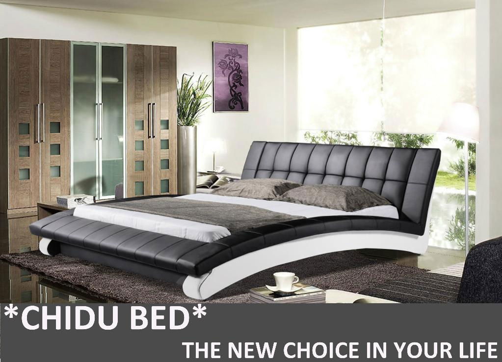  modern bedroom furniture leather bed 3