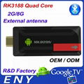 Quad core RK3188 MK809 IV 2GB RAM strong signal tv stick antenna