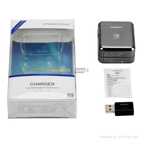 Dual USB iPad Charger          Silver Grey 4