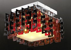 hotel decoration crystal ceiling lamp black & red glass lights