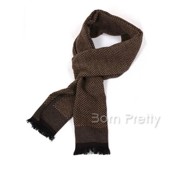 Man's Concise Plaid Tribal Scarf Rustic Soft Shawls 