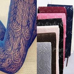 Retro-style Tights Delicate Lacy Hollowed-out Design Pantyhose 