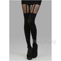 Sexy Front Garter Belt Stockings Deluxe Thigh High Pantyhose 
