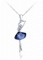 Dancing Girl Pendant Necklace with Austrian Crystal