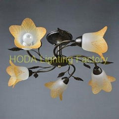 Modern iron ceiling lamp with glass lampshade