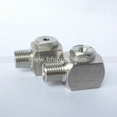 Right angle hollow cone spray nozzle