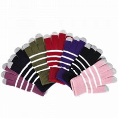 5 finger touch gloves stripes Touch Screen Gloves